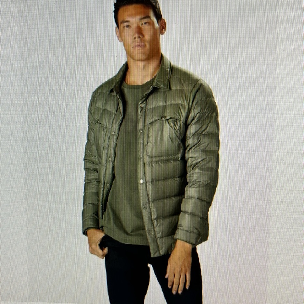 Cuts Clothing PUFFER Down Shirt Jacket Green coat L Pine Light warm gorpcore